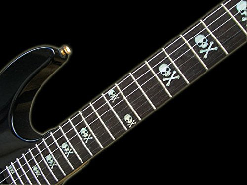 Inlay Sticker Fret Markers for Guitars & Bass - Skull with Crossbones (Sideways) - White Pearl