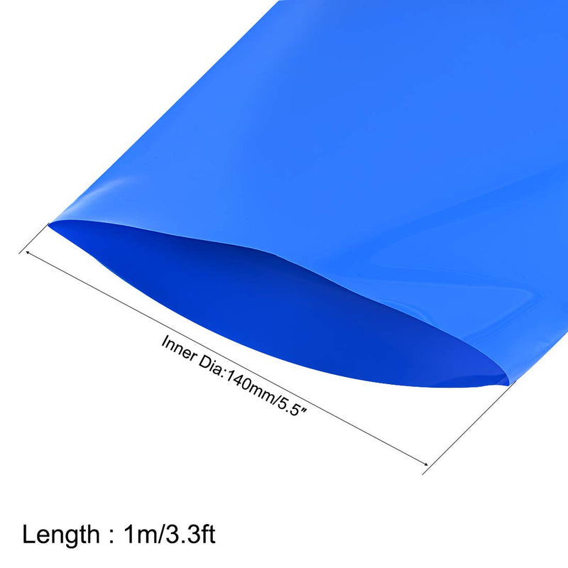 uxcell Battery Wrap, 230mm Flat Width 140mm Dia 1m PVC Heat Shrink Tube Wraps for Big Battery Pack Blue