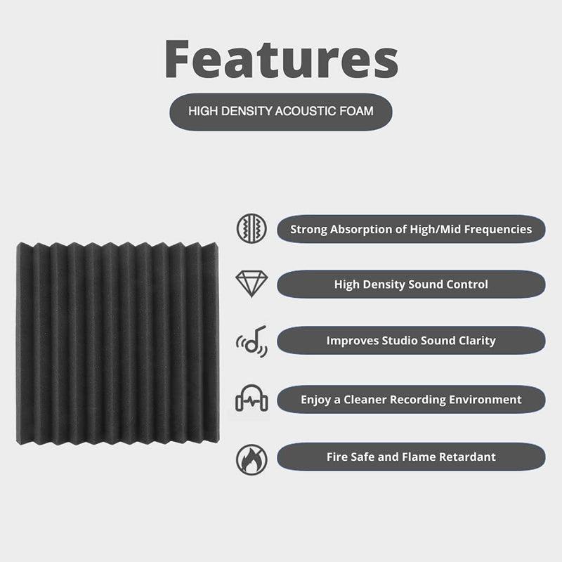 TRUE NORTH Acoustic Foam Panels 12 Pack (1" or 2" Thick) – Acoustic Panels, Sound Proof Foam Panels, Sound Proof Padding, Studio Foam, Soundproof Foam, Sound Foam, Sound Panels, Studio Equipment 1 inch