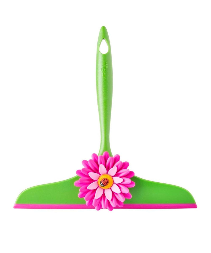[AUSTRALIA] - Vigar Flower Power Squeegee, Pink and Green, 9 inches, Space-Saving Hanging Hole for Quick-Drying 