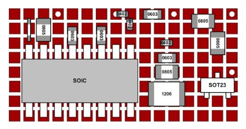 SP3T-50X50-G-PTH SMTpads-3U-Thin, Plated Holes to Ground Plane, 50x50mil Pads, 2 Sided PCB, 3.94 x 6.30 in (100 x 160 mm)