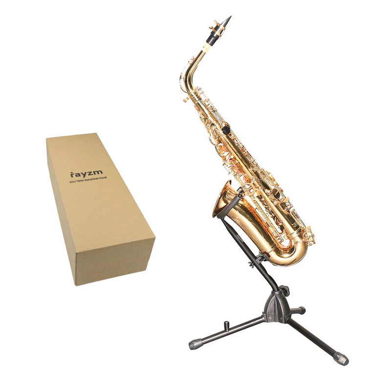 Rayzm Alto/Tenor Saxophone Stand with Detachable Flute/Clarinet Holder, Adjustable Portable Stand for Alto Saxophone, Tenor Saxophone, Clarinet & Flute. Folding Legs, Easy to Assemble and Disassemble.
