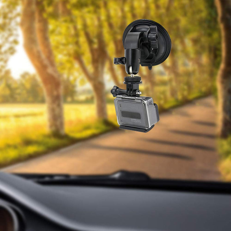 Camera Car Windshield Suction Cup Mount for GoPro, EXSHOW 360 Rotation Heavy Duty Window Holder with 1/4-20 Thread for GoPro Hero 10 9 8 7 6 5 4 SJCAM Canon g7x Vlogging DSLR and Other Action Camera