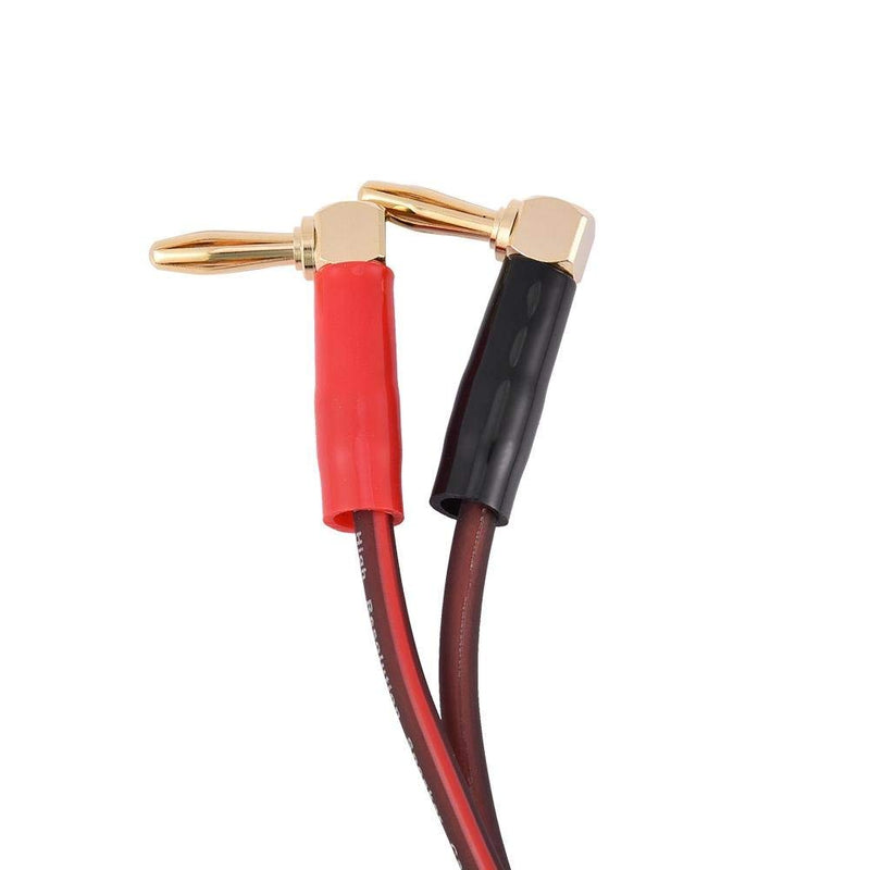 Garsent Pure Copper Speaker Wire with Gold Plated Banana Plugs,Speaker Cable Right Angle L Type Banana Plugs(3M) 3M