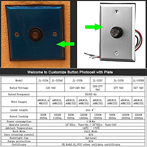CHISWEAR Light Photocell Sensor Direct Wire-in Thermal Photocontrol, Dusk to Dawn Photoelectric Switch, 50/60Hz, Hard-Wired, Auto On/Off,120V,Outdoor Post Eye Light Control Jl-103a-3pc