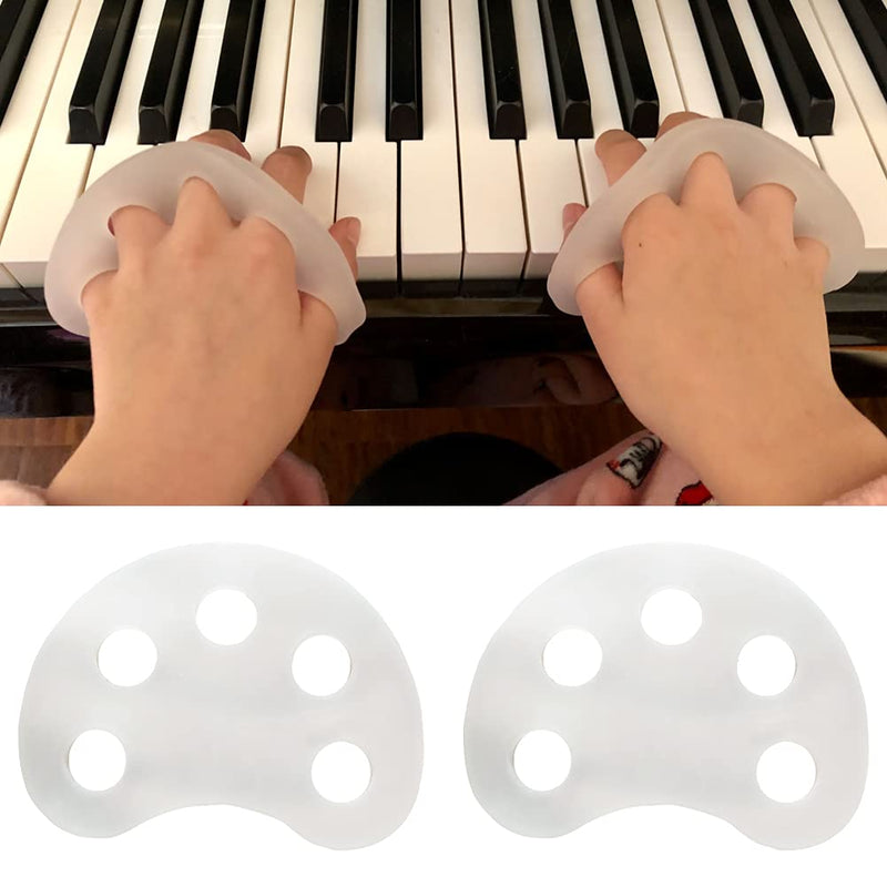 AUTUUCKEE 2pcs Piano Finger Trainer Plastic Finger Expander For Beginner Posture Correction, Finger Expansion Guitar Stretcher Musical Instrument Accessories White