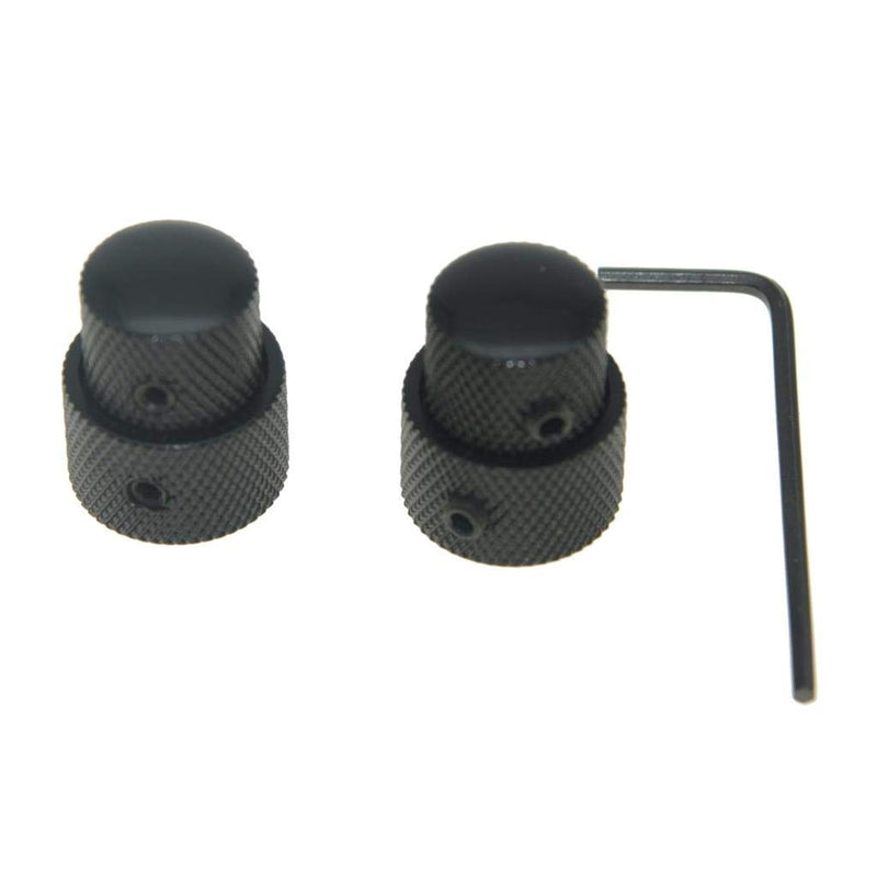 KAISH Pack of 2 Metal Dual Concentric Stacked Control Knobs Guitar Bass Parts for Electric Guitar Bass Black