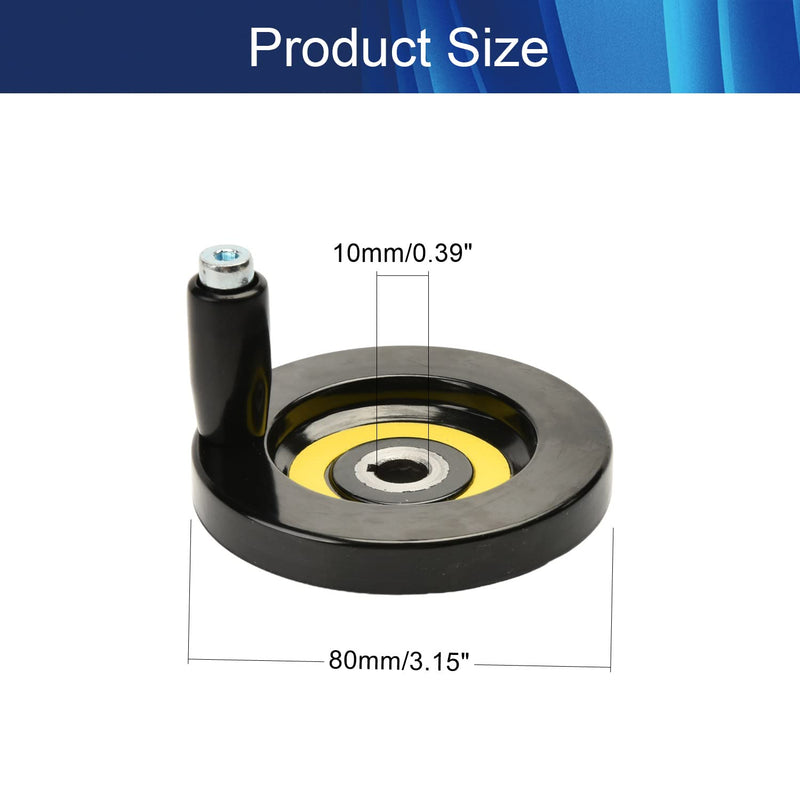 [AUSTRALIA] - Aicosineg 2Pcs Ripple Hand Wheel 10mm/0.39" Hole 80mm/3.15" Dia Handwheel Crank Handle Black with Revolving Handle Round Handwheel for Most Machine Wood Lathe Mill Table Saw Tailstock Drill Press 80*10mm 2Pcs 