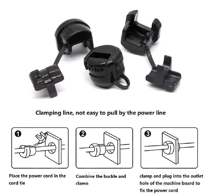 Bettomshin 60Pcs Round Cable Wire, Model 6N-4 6mm Strain Relief Bush Grommet Round Strain Relief Bushing Electric Cable Protection Cord Bucklecable for Buckle Sleeve, Insulation Protection Black