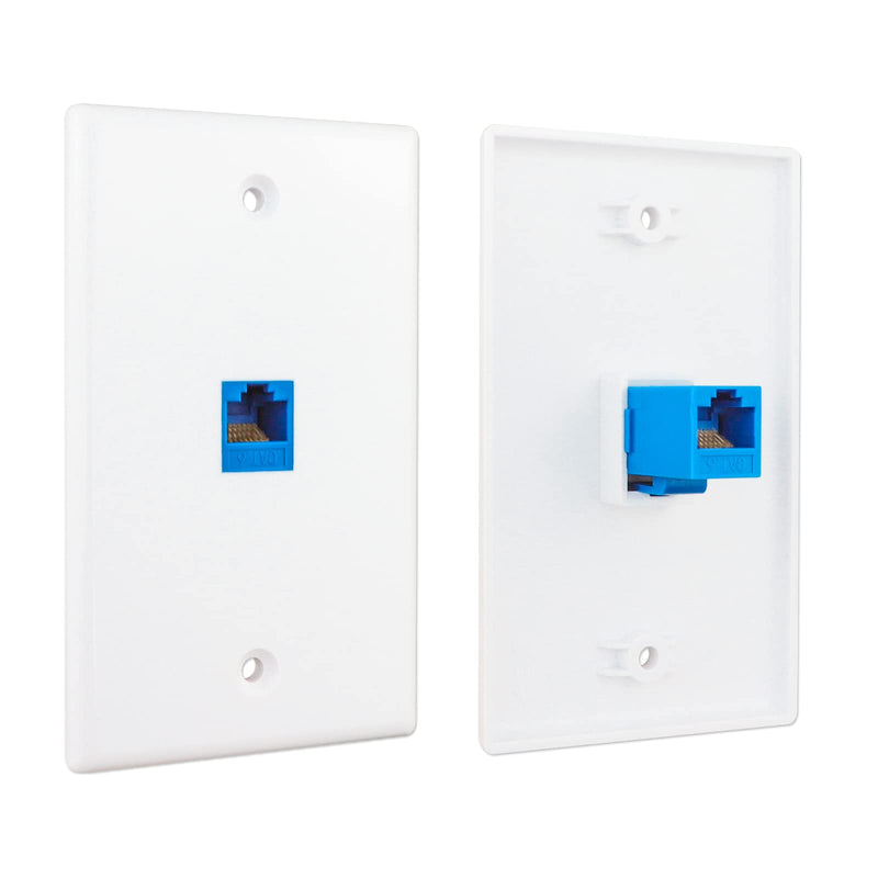 Iwillink (4-Pack) 1-Port Ethernet Wall Plate, Keystone Jack Wall Plate with RJ45 Keystone Inline Coupler insert, Female to Female Cat6 Keystone Jack Wall Plate, Blue 4 Pack 1-Port
