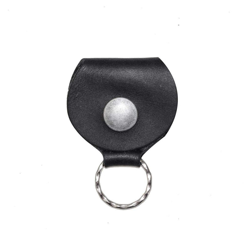 Rustic Guitar Pick Holder Leather Key Chain Handmade by Hide & Drink :: Charcoal Black