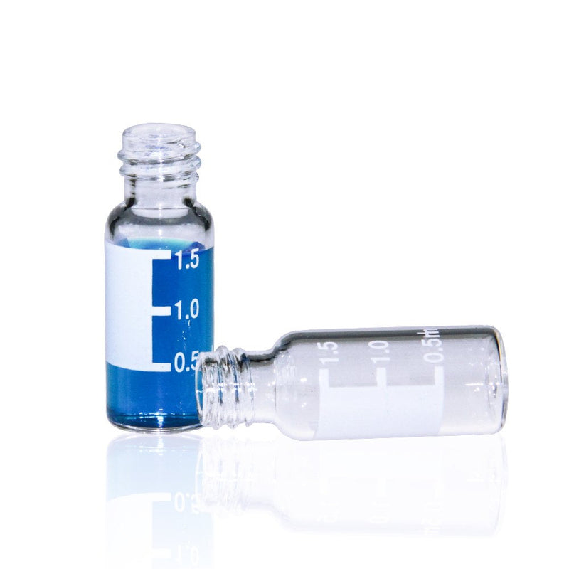 Autosampler Vial, Clear Chromatography Lab Vial, HPLC LC GC 1.5 ml Wide Opening Short Screw-Thread Sample Vial with Write-on Spot, Clear, 12x32mm, 8-425 Top Type, 100 pcs/pk by ALWSCI
