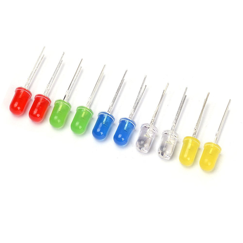 Cylewet 5mm LED Light Emitting Diode 5 Color Highlight for Arduino (Pack of 100) CYT1035