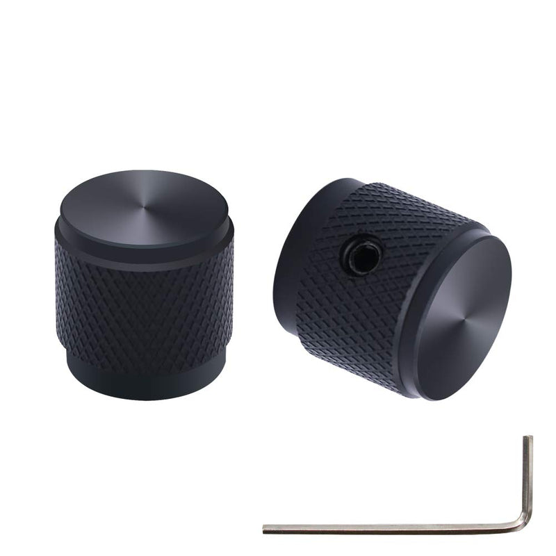 mxuteuk 4pcs Black Aluminum Alloy Potentiometer Control Knob Volume Audio Electric Guitar Bass Screw Type 17 x 16mm (dh) KNOB-04-BK