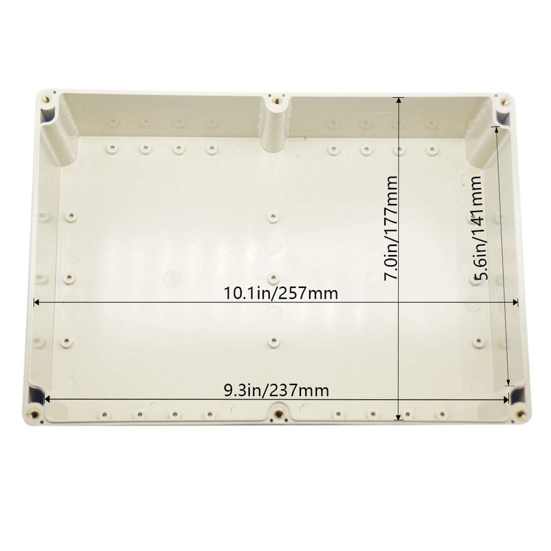 Zulkit Junction Box ABS Plastic Dustproof Waterproof IP65 Universal Electrical Boxes Project Enclosure Gray 10.4 x 7.2 x 3.7 inch (263 x 182 x 95 mm) 10.4" x 7.2" x 3.7"