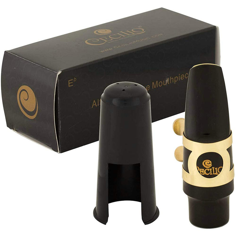 MUPOO 4C Alto Saxophone Mouthpiece with Ligature, One Reed and Plastic Cap (Gold Lacquered)