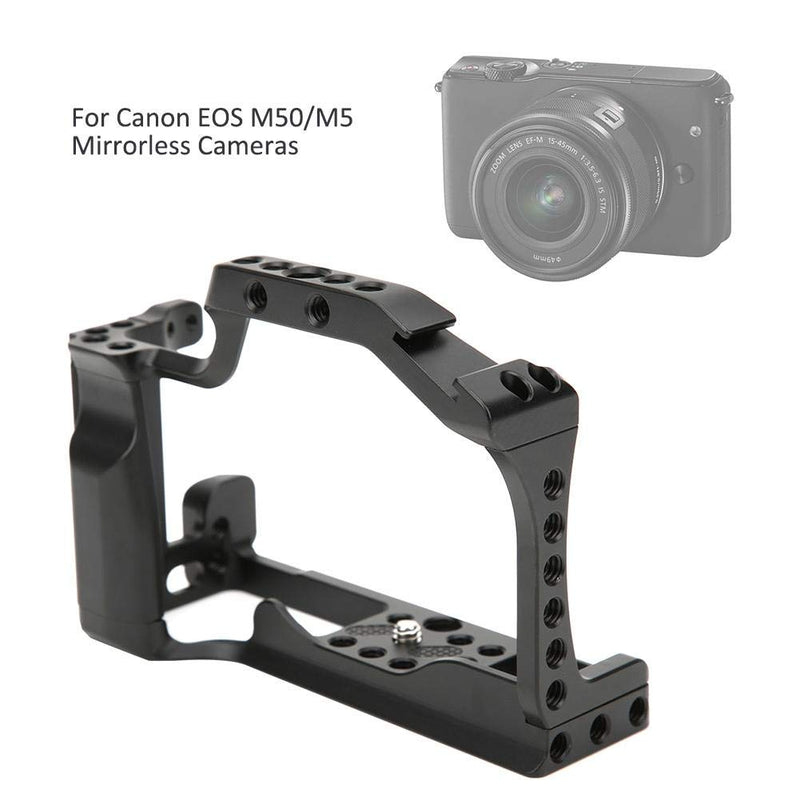 Camera Cage for Canon EOS M50/M5, Aluminum Alloy Protective Frame Case Expansion Stabilizer Rig with Handle and 1/4" 3/8'' Screw Cold Shoe Mount for EOS M50/M5 Mirrorless Cameras