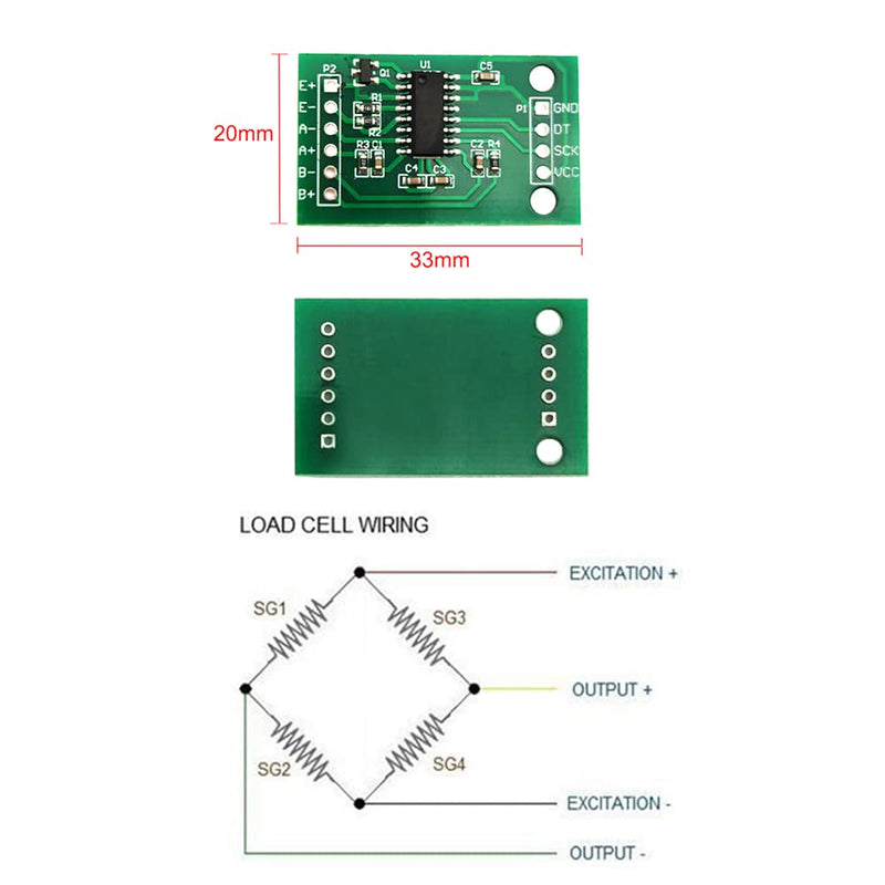 2 Sets 50kg Human Scale Load Cell Weighing Sensor Resistance Strain Half-Bridge Sensor + HX711 A/D Amplifier Weight Module DIY Kit for Arduino