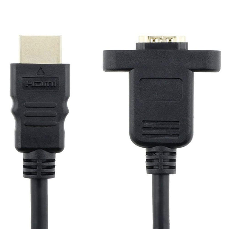 [AUSTRALIA] - Bluwee HDMI Extension Cable High Speed HDMI Male to Female Extension Wire Cord HDMI Extender w/Screw Nut for Panel Mount - Gold Plated Plugs, Black (1FT) 1FT 