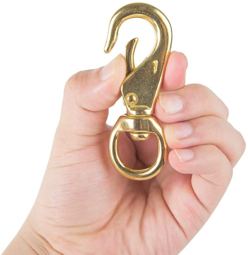 Faneta 3-1/4'' Brass Swivel Snap Hooks Heavy Duty 3/4'' Swivel Eye - Solid Brass Scuba Diving Clips #1 - Seadog Line, Anchor Lines, Bags, Belting, Leashes, Straps, Luggage, Leathercarft (Pack of 4)