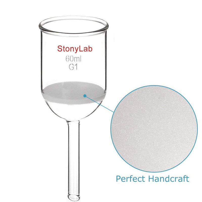 StonyLab Borosilicate Glass Buchner Filtering Funnel with Coarse Frit(G1), 46mm Inner-Diameter, 60mm Depth(60ml) 60 mL