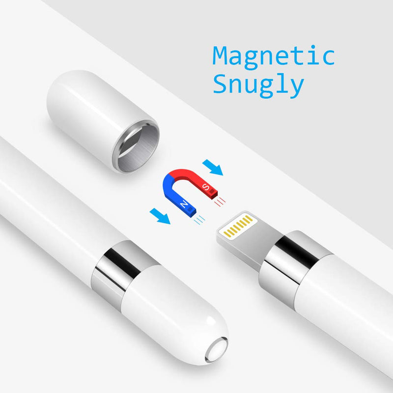 MJKOR Magnetic Replacement Cap and Charging Adapter for Apple Pencil 1st 1Cap + 1Adapter