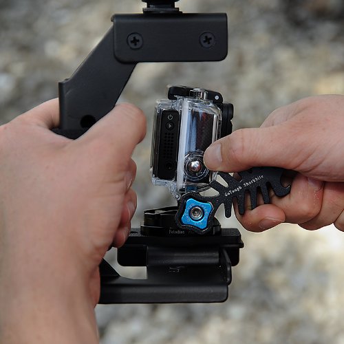 Fotodiox Pro GoTough Sharkbite - Black Aluminum Metal GoTough Wrench for Tightening GoPro Mounting Knobs, Screws and Bolts; Shark Styled Wrench with Bottle Opener