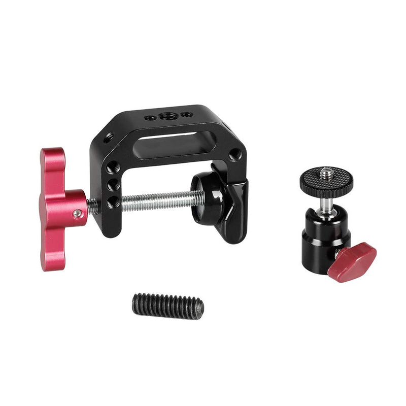 CAMVATE C Clamp Articulated 1/4"-20 Ball Head Support Holder (Red Locking Knob)