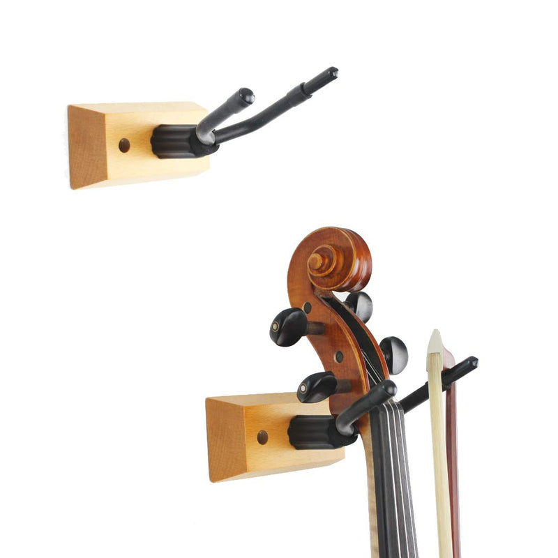 Hidear Wall Mount Violin Hanger Wall Mount Violin Hook Violin holder with Bow Holder 2 Packs