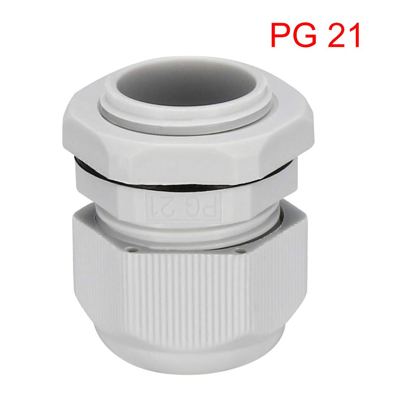 uxcell PG21 Cable Gland Waterproof Plastic Joint Adjustable Locknut for 13-18mm Dia Cable Wire 20Pcs