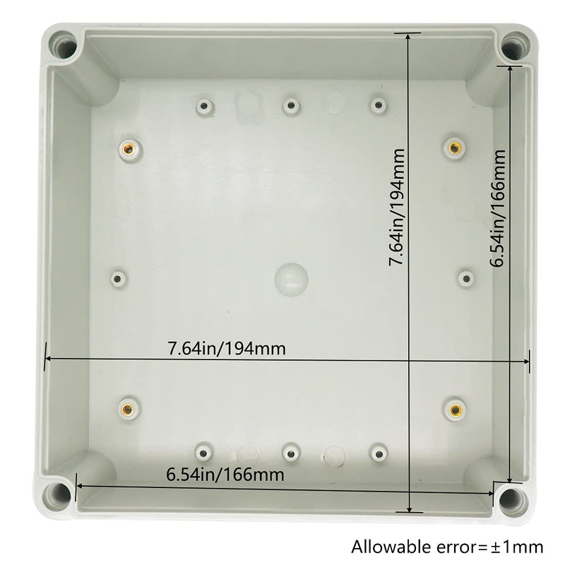 Zulkit Junction Box ABS Plastic Dustproof Waterproof IP67 Junction Boxes Universal Electrical Project Enclosure Durable DIY Electronic Project Box Grey 7.87 x 7.87 x 3.74 inch (200 x 200 x 95 mm) 7.87" x 7.87" x 3.74"