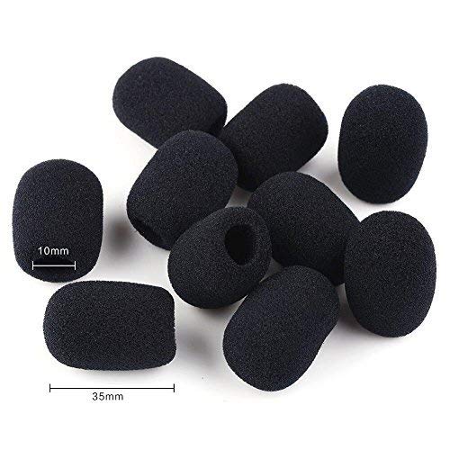 [AUSTRALIA] - 10 Piece Black L 35mm x D10mm Mini Microphone Headset Windscreen Foam Mic Cover 