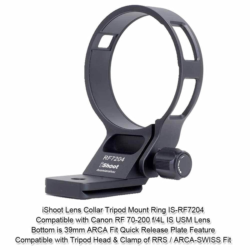 iShoot Metal Lens Collar Tripod Mount Ring Compatible with Canon RF 70-200 f/4L is USM, Lens Support Holder Bracket Bottom is Arca-Swiss Fit Quick Release Plate Dovetail Groove for Arca Tripod Clamp