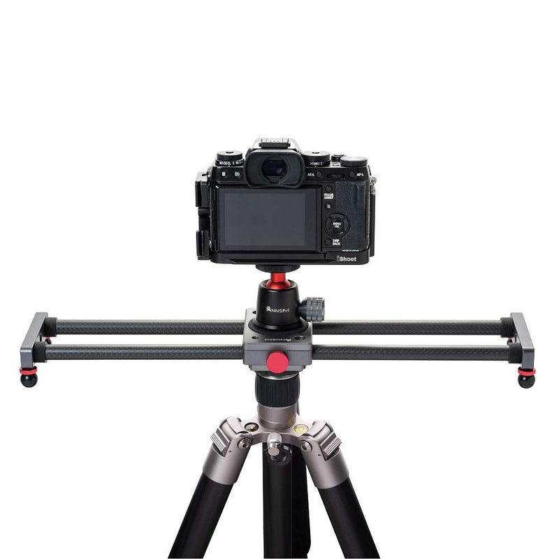 ANNSM 16 inches/40cm Mini Table Top Video Camera Slider Carbon Fiber Rail Rods for Smartphone iPhone Samsung DSLR Sony Canon Nikon Loading up to 11 lbs /5Kgs 40cm/16 inches Mini Table Top Slider Carbon Fiber