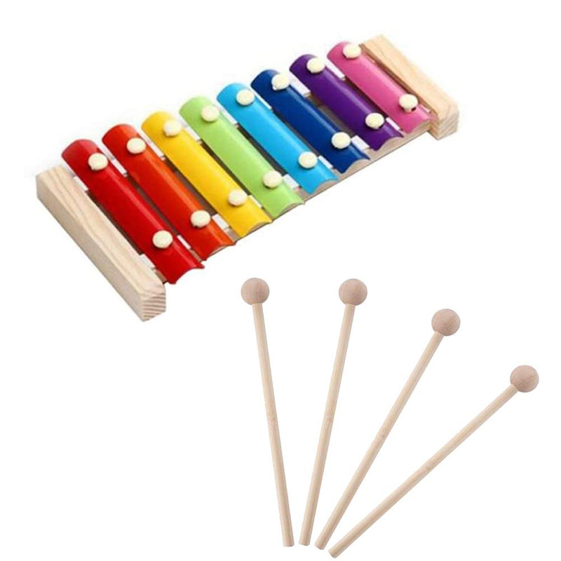 2 Pairs 7.8Inch Wood Mallets Percussion Sticks Round Head Mallet Music Accessories Round Head Hammer for Glockenspiel Xylophone Wood Block Energy Chime and Bell (Nature Wood Color) 2cm/0.8inch