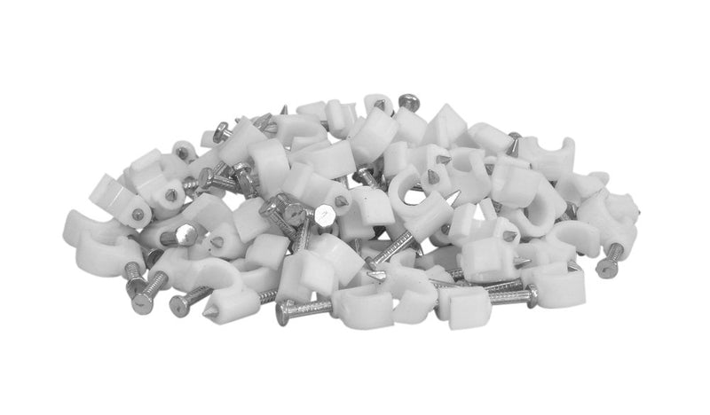 Your Cable Store 100 Pack White Ethernet / RG59 / 6mm Nail in Cable Clips