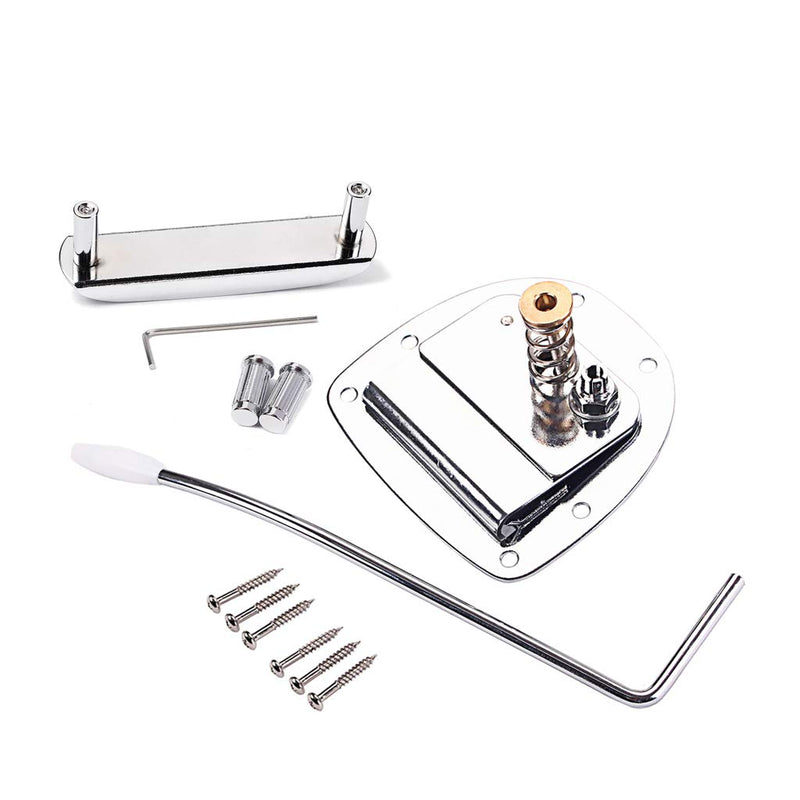 Alnicov Left handed Tremolo Vibrato Tailpiece Bridge Set for 6 String Mustang Guitar Replacement Parts