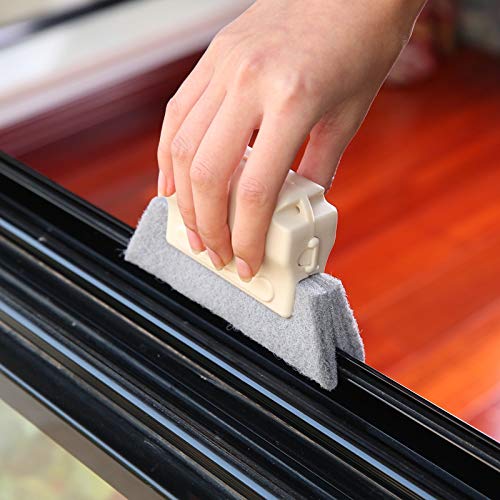3PCS Creative Window Groove Cleaning Brush, Hand-Held Cleaner Tools, Fixed Brush Head Design, Scouring Pad Material Quickly clean for Door Corner Crack, Window Slides and Gaps