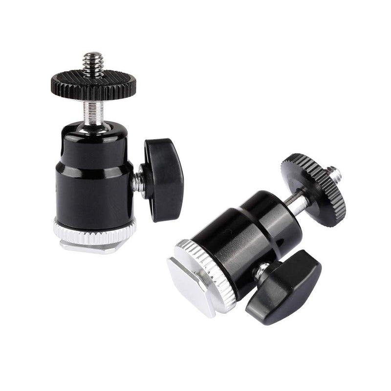 CAMVATE 1/4"-20 Mini Ball Head & Shoe Mount Adapter (2 Pieces)