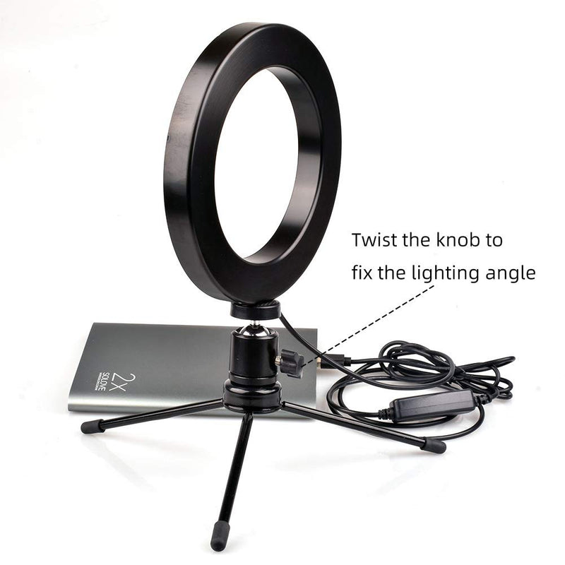 Desktop Fill Light Dimmable LED Ring Light + Mini Tripod, 3500-5500K / 2-Meter USB Power Cable for Make-up YouTube Live Video Streaming Selfie Photo Lighting (L) L