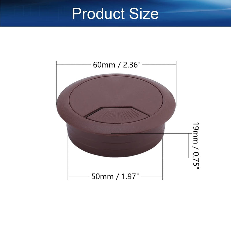 Yinpecly 1.97" Plastic Cable Hole Cover Cord Desk Grommet for Home Office Desk Cable Cord Organizer Plastic Cover Hardware Wire Organizer Brown Tone 20pcs