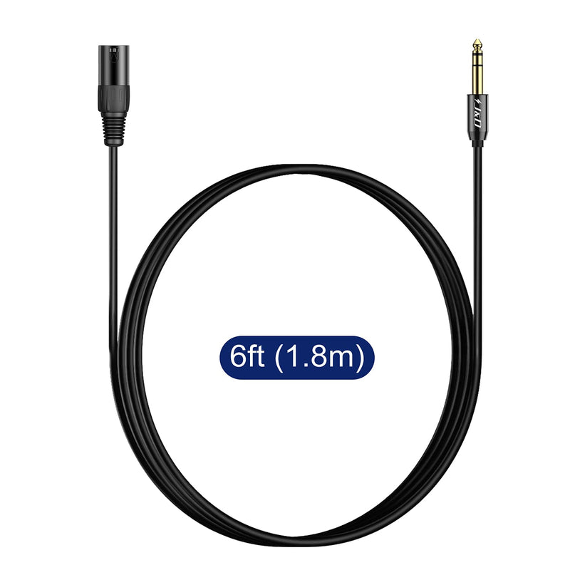 J&D 1/4 to XLR Cable, TRS 6.35mm (1/4 inch) to XLR Male to Male Balanced Interconnect Cable, 1.8 Meter 6 Feet