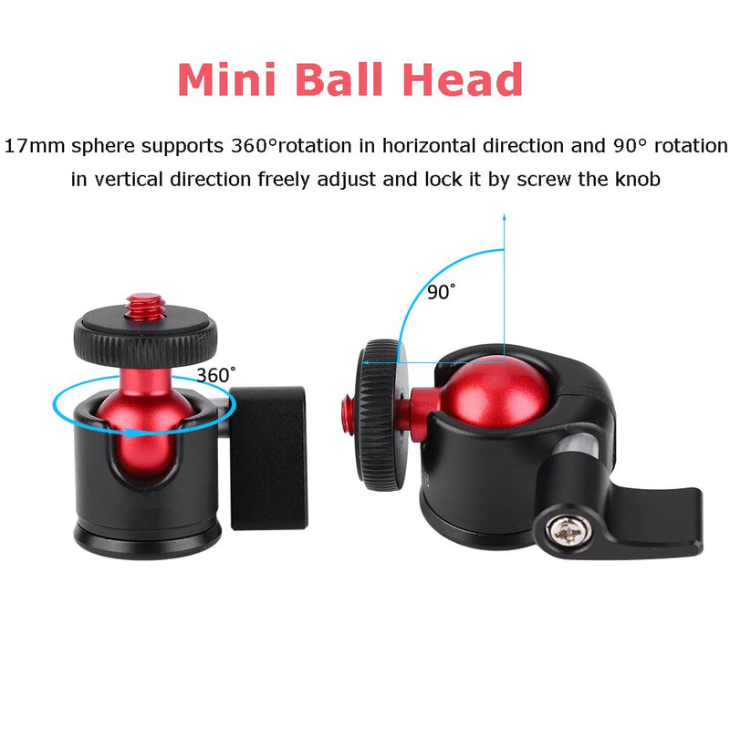 Tripod Head, Mini Ball Head Camera Mount, Aluminum Alloy Metal Ball Head, 360 Degree Camera Mount, 1/4" Screw Mount for DSLR Camera Fill Light