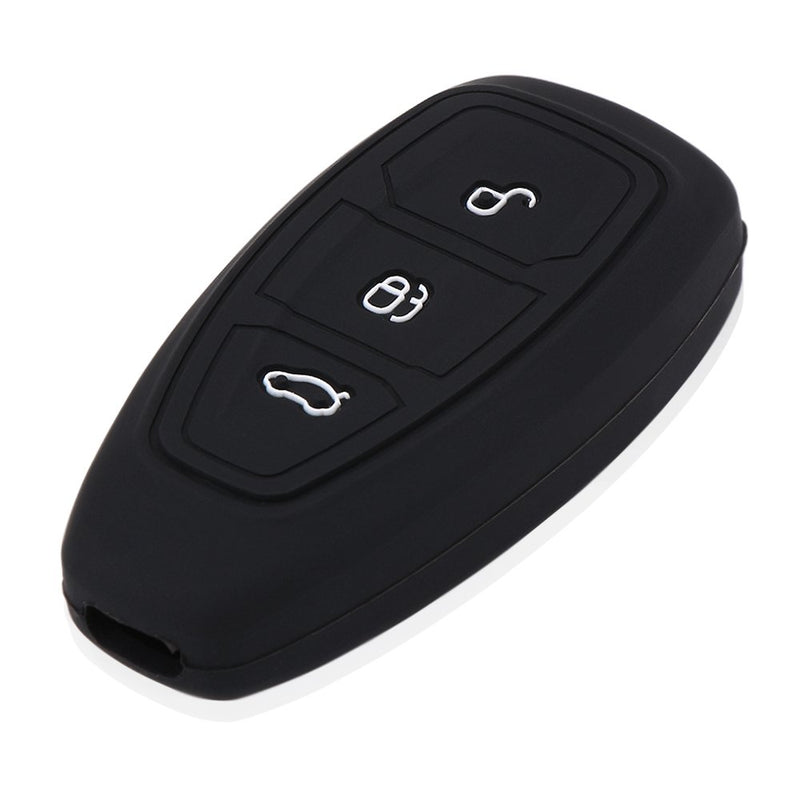 AndyGo Silicone Smart Key Cover Protector Holder Fit for Ford Mondeo Focus 3 MK3 ST Kuga Fiesta Escape Ecosport Titanium 3 Buttons Black