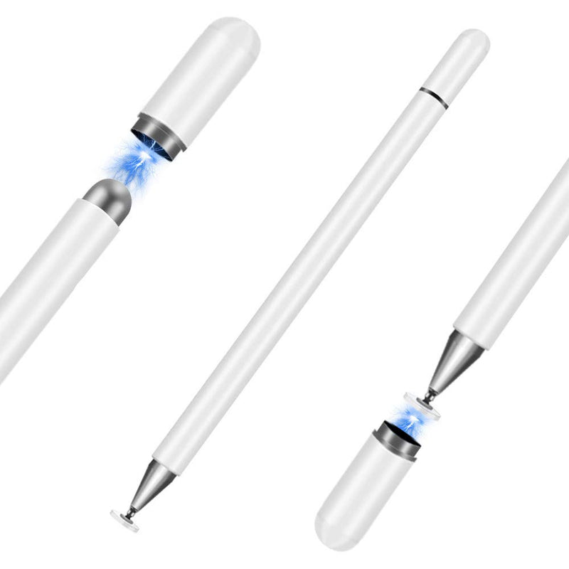 Universal Disc Stylus Touch Screen Pens for All Phones/Ipad /iOS/Android,[2 in 1 Precision Series] Disc Stylus Touch Screen Pens,with 4 Replacement Tips - (2 Pcs, White/Black).