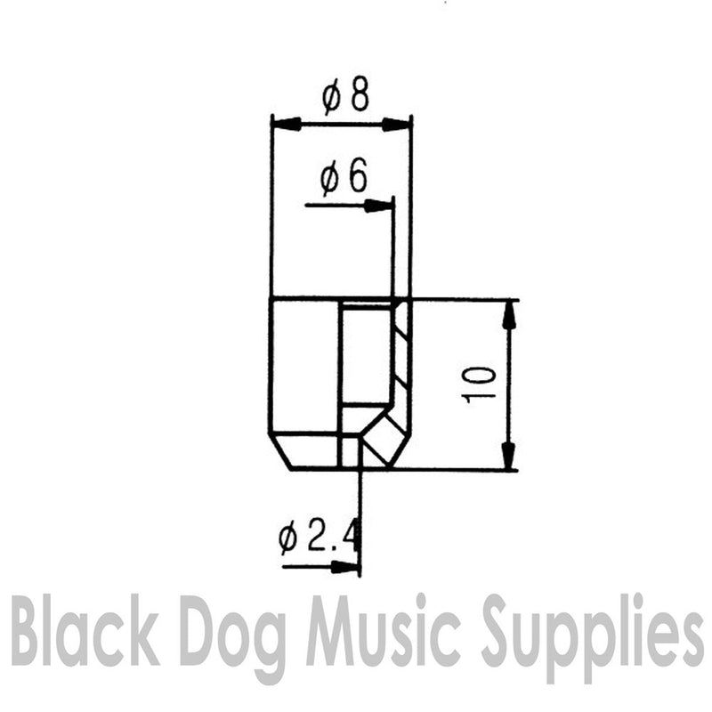 Set of 6 guitar string bushes/ferrules in chrome 8mm dia