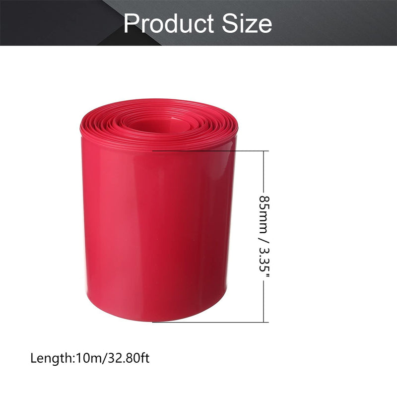 [AUSTRALIA] - Othmro 1Pcs 32.8Ft Battery Heat Shrink Tubing Kit, 3.35inch Flattening Width Insulation PVC Heat Shrink Tube, Shrink Wrap Tubing Industrial Tubing for 18650 4 Section Power Red Flattening width:85mm ,length:10m 