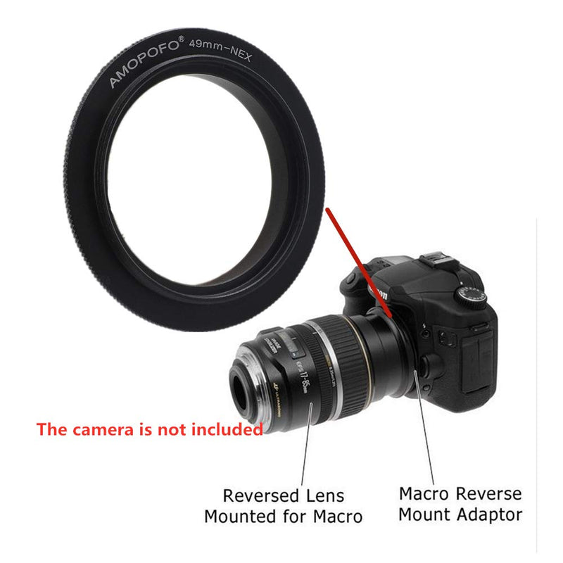 49mm Filter Thread Macro Reverse Mount Adapter Ring,& for Sony E-Series Camera A6500 A6300 A5100 A6000 A5000 A3000 NEX-5T NEX-3N NEX-6 NEX-5R NEX-F3 NEX-3 NEX-5 A7RIII A9 A7III A7 A7s A7R A7II A7RII A 49mm to NEX Reverse Adapter Ring