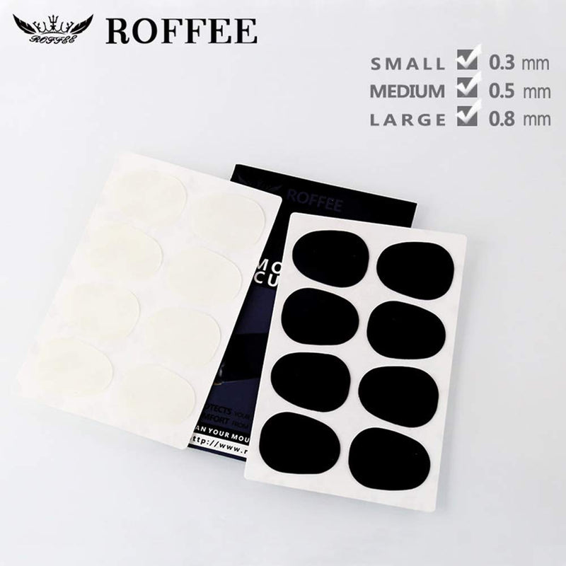 ROFFEE clarinet/soprano saxophone mouthpiece cushions patches pads,0.8mm black (8 pcs)