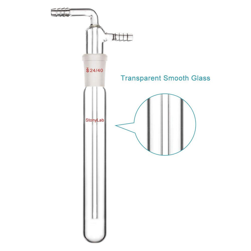 stonylab Glass Vacuum Cold Trap Bubbler with 10mm Serrated Hose, 200mm Length Below The 24/40 Joint 200 mm